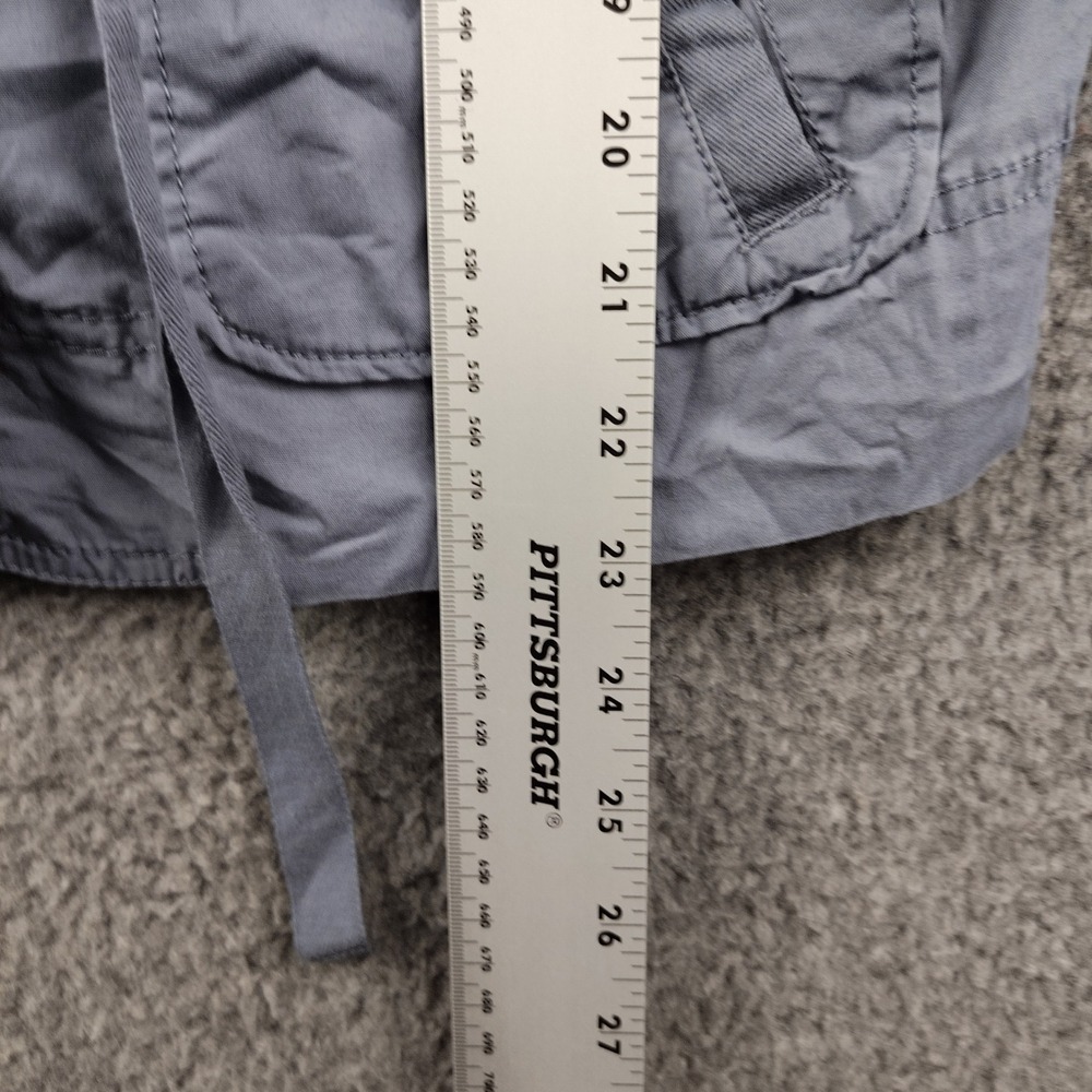 Ann Taylor Loft Utility Jacket Blue Gray Ruffle Collar Drawstring Waist Medium - Picture 3 of 6